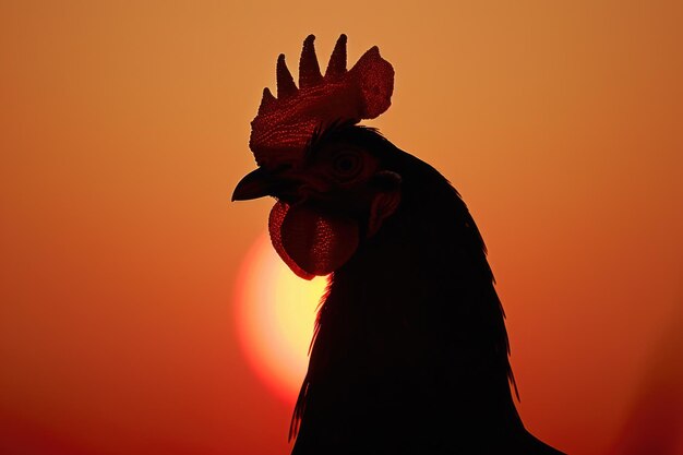 Foto una impresionante imagen de un gallo en silueta contra el sol poniente perfecto para añadir un toque de naturaleza y belleza a cualquier proyecto
