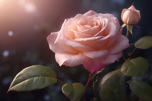 Una impresionante imagen HD de una rosa iluminada por la suave luz etérea de la luna