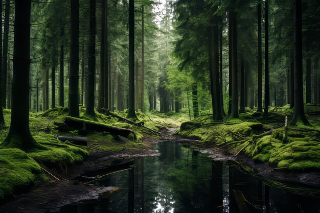 Una impresionante instantánea del exuberante bosque de hoja perenne en una fascinante relación de 32 aspectos