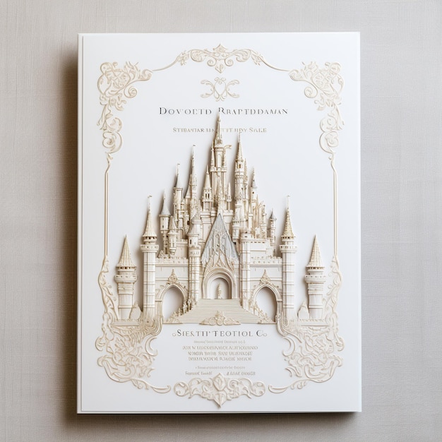 Impresionante invitación de boda con el majestuoso castillo