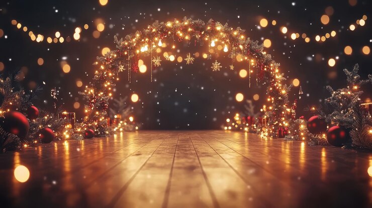 Impresionante maquillaje temático navideño con luces decorativas
