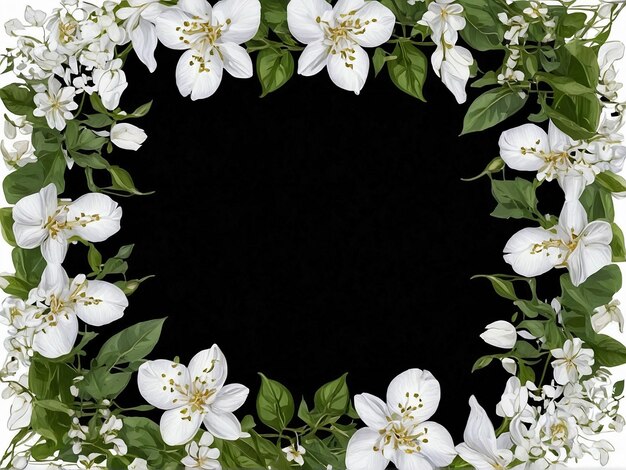 Impresionante marco de flores de jazmín con fondo transparente