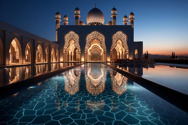 Impresionante mezquita con piscina reflectante