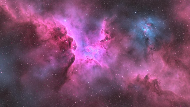 Una impresionante nebulosa cósmica con vibrantes tonos rosados y azules