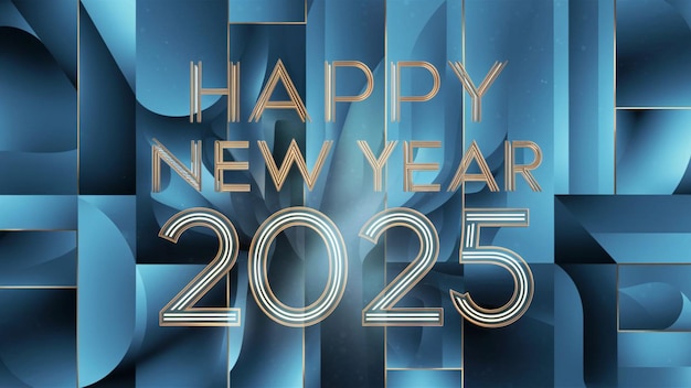 Una impresionante obra de arte digital de una tarjeta de celebración de Feliz Año Nuevo 2025