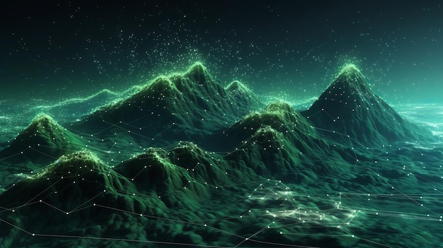 Un impresionante paisaje montañoso generado por computadora Generative ai