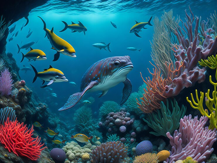 Un impresionante paisaje submarino que muestra la vibrante vida marina en todo su esplendor