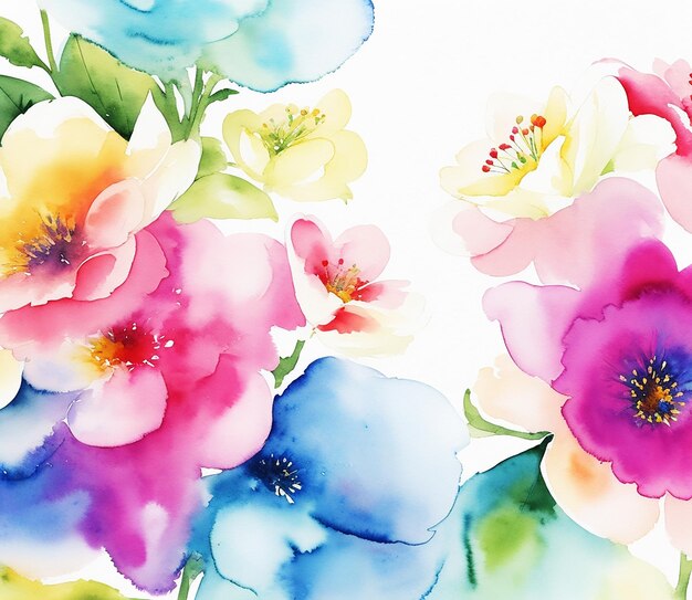 Impresionante pintura de fondo floral colorido multicolor sobre papel imagen de acuarela HD