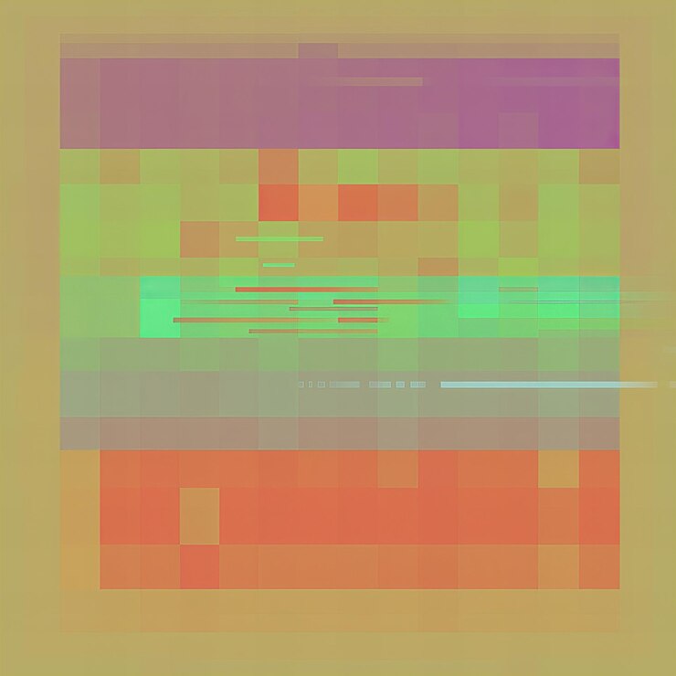 Foto impresionante presentación de fallos pixelados con cambios de color aleatorios
