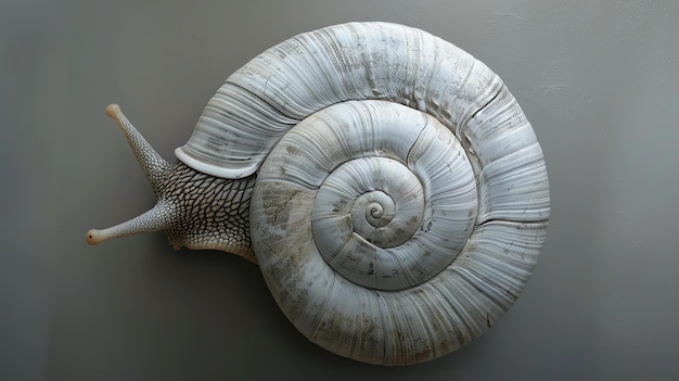 Foto un impresionante primer plano de una concha de caracol que muestra su intrincado patrón en espiral y su iridescencia perlada