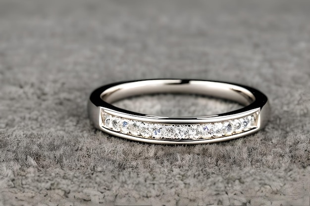 Impresionante primer plano de un solo anillo de bodas delicadamente entrelazado para simbolizar el vínculo eterno de amor y compromiso Anillo de diamantes de oro de joyería para aniversario San Valentín o compromiso