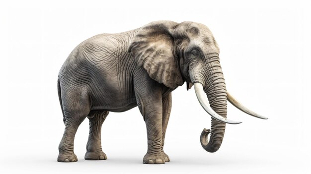 Una impresionante representación 3D de un poderoso y majestuoso elefante que exuda poder y fuerza Esta obra de arte muestra detalles intrincados y texturas realistas creando una visual hipnotizante