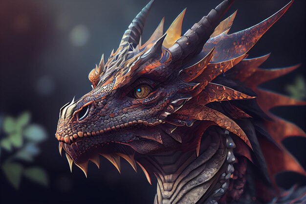 Impresionante retrato de un dragongenerative ai