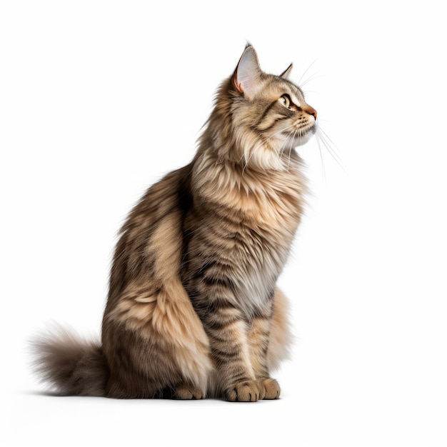 Impresionante retrato de un gato macho sobre un fondo blanco