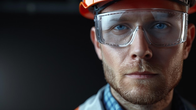 Un impresionante retrato en primer plano de un ingeniero hiperrealista capturando su aura profesional con meticuloso detalle esta imagen de alta resolución de alta calidad de una sesión de fotos profesional