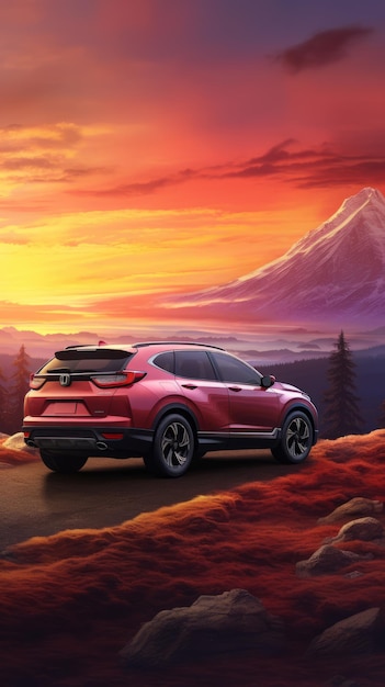 Impresionante Sunset Drive Honda Crv en el camino