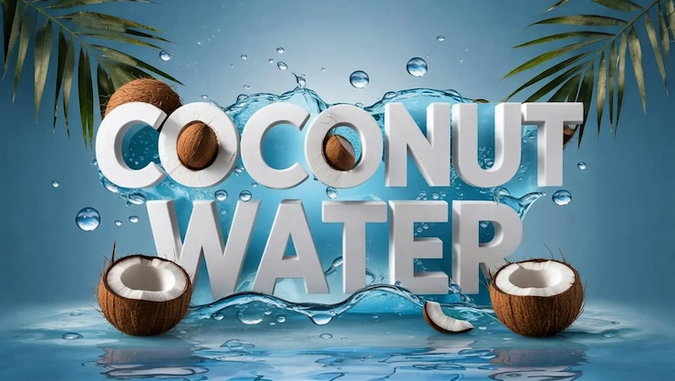 Foto impresionante texto en negrita efectos de la palabra agua de coco diseños dinámicos y desenfrenados