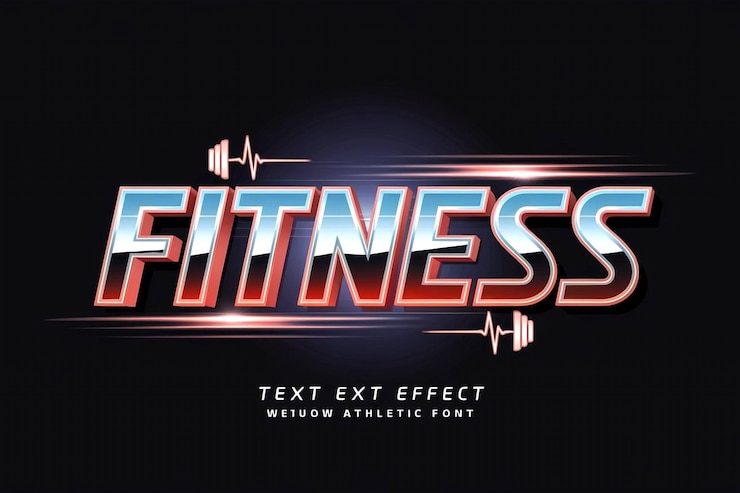 Foto impresionante texto en negrita efectos de la palabra fitness diseños motivacionales dinámicos