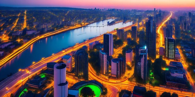 Una impresionante vista aérea de un paisaje urbano en expansión