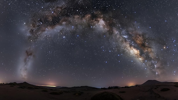 Impresionante vista del cielo nocturno lleno de estrellas y una brillante Vía Láctea