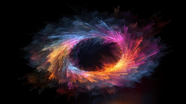 Impresionante vista del círculo del arco iris con IA generativa de rayas de colores