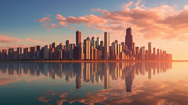 Foto impresionante vista de la ciudad de chicago