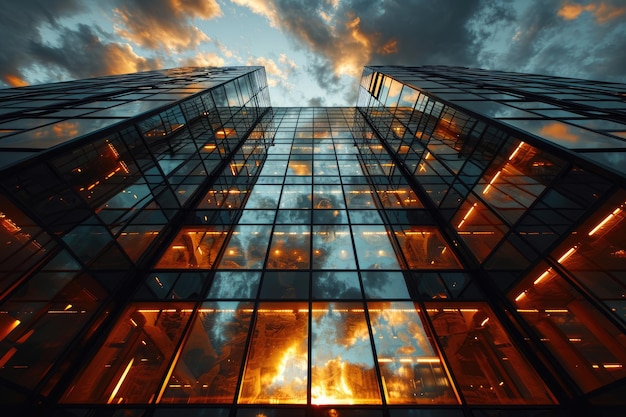 Impresionante vista de un edificio tomada con un avión no tripulado fotografía profesional