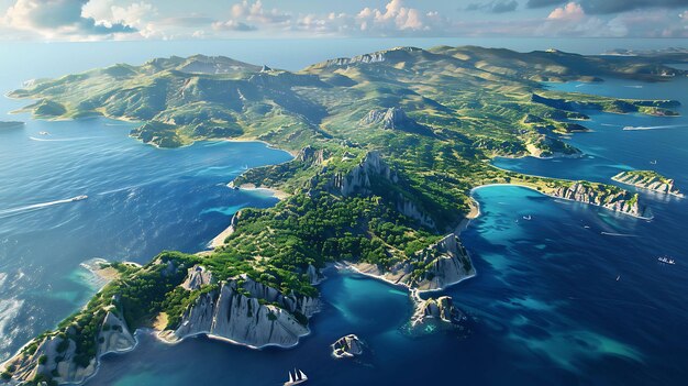 Impresionante vista de un grupo de islas con aguas azules cristalinas