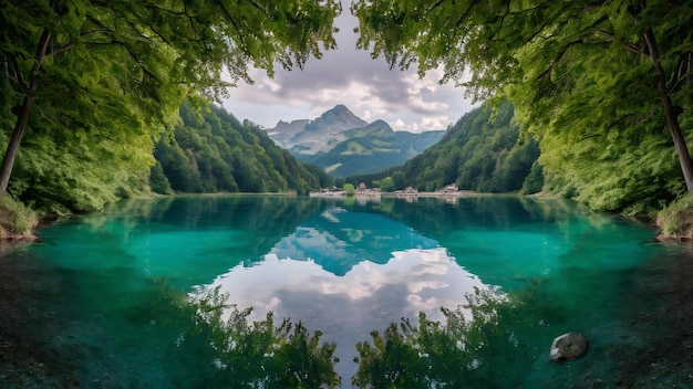 Foto impresionante vista del lago zugspitze rodeado de bosques en eibsee