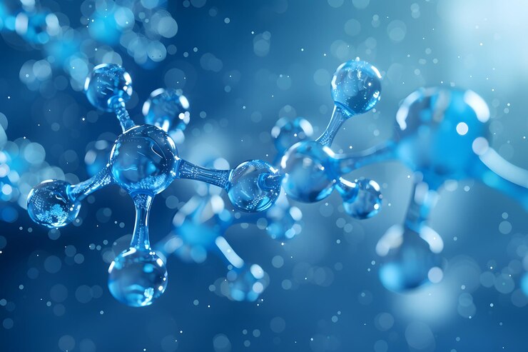 Impresionante visualización de las estructuras moleculares en un fondo abstracto azul