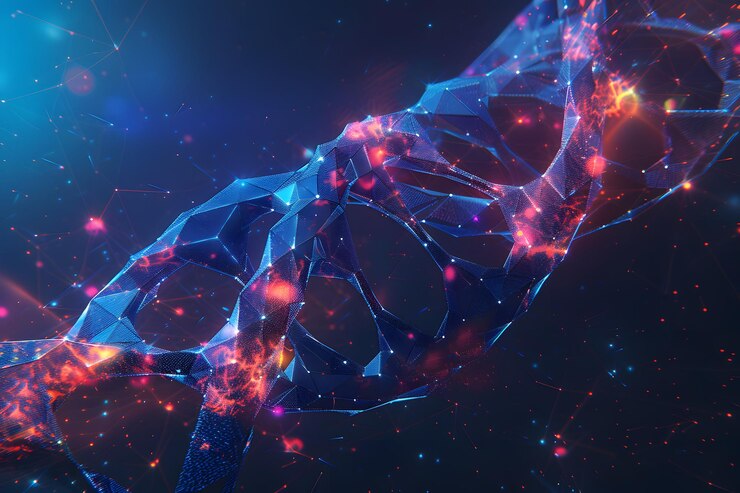 Impresionante visualización de una hélice de ADN en un entorno cósmico