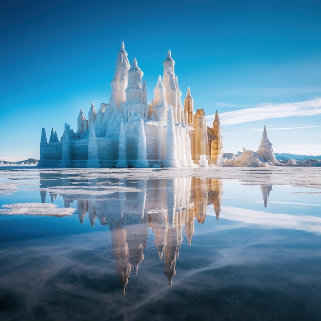 Impresionantes castillos de hielo en un lago helado en China