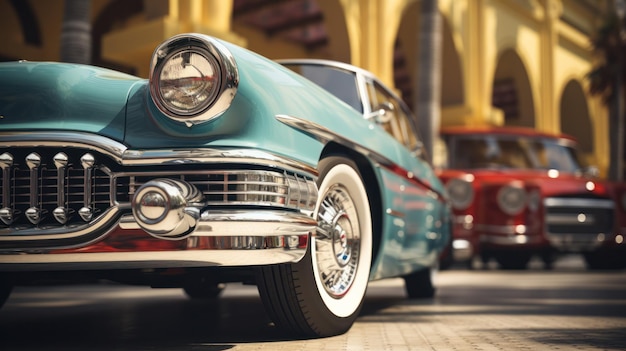 Impresionantes detalles del coche clásico retro vintage vibes