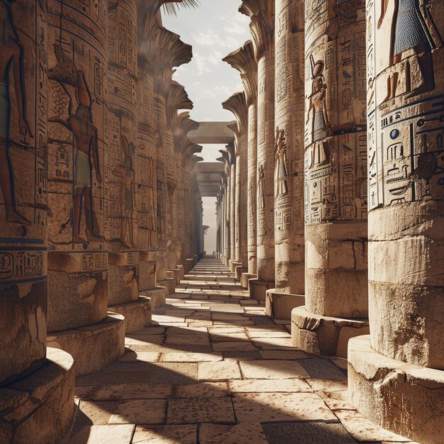 Impresionantes diseños egipcios en la sala hipóstila del templo de Karnak