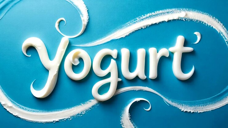Foto impresionantes efectos de texto en negrita de la palabra yogurt diseños dinámicos