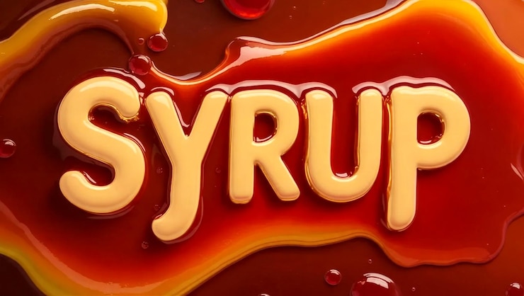 Foto impresionantes efectos de texto en negrita de las palabras syrup diseños dinámicos de trazos