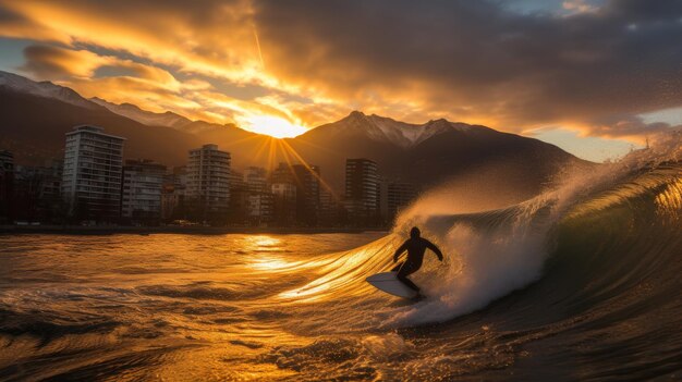 Las impresionantes olas colosales del océano son ideales para las emocionantes aventuras acuáticas y los entusiastas del surf.