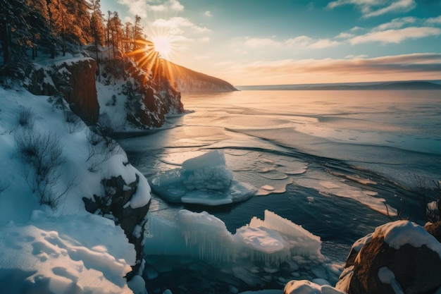 Impresionantes paisajes naturales y una encantadora escena invernal en el lago Baikal