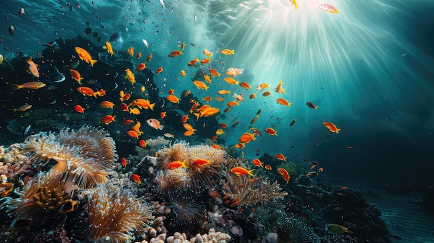 Impresionantes peces de arrecife marino que exploran un ecosistema de arrecifes de coral que muestra la diversidad de la vida marina