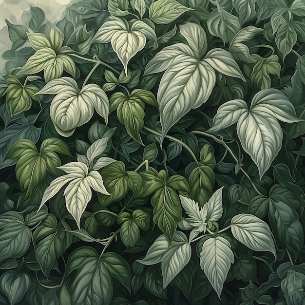 Foto impresionantes pinturas de plantas de hoja plateada al estilo de casey weldon prudence heward realistas