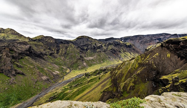 Impresionantes vistas desde una colina junto a Eyjafjallajokull Islandia