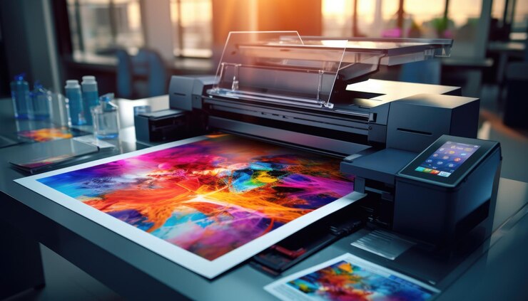 Foto una impresora digital se sienta en el escritorio