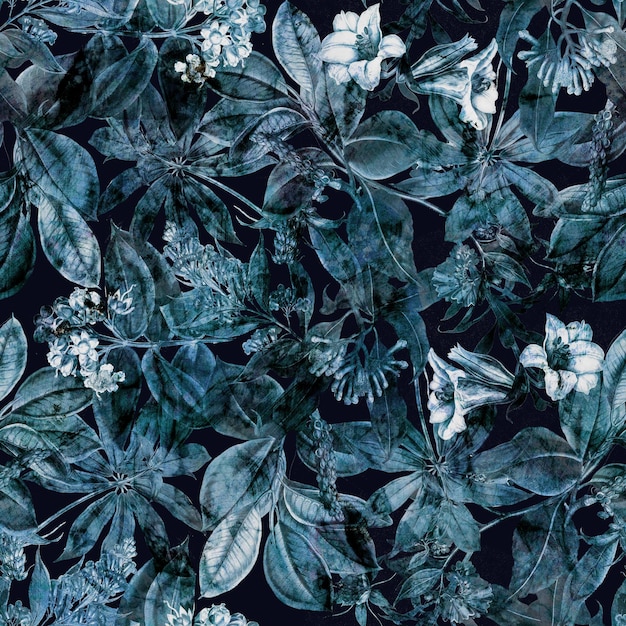 Impressão botânica noturna padrão decorativo sem costura repetindo fundo impressão de papel de parede em azulejo