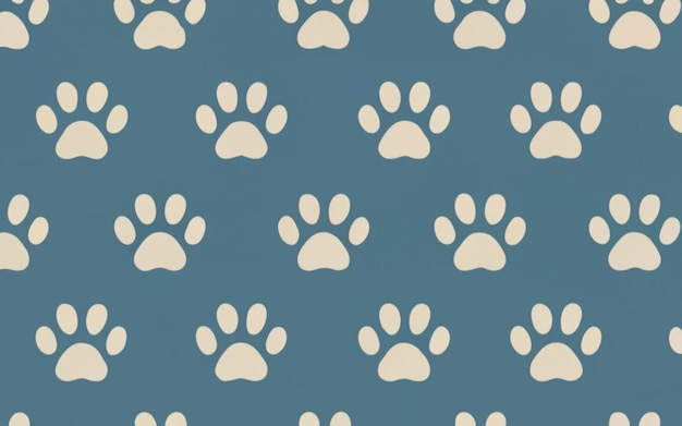 Impressão com padrão branco de pata de animal de estimação e fundo azul