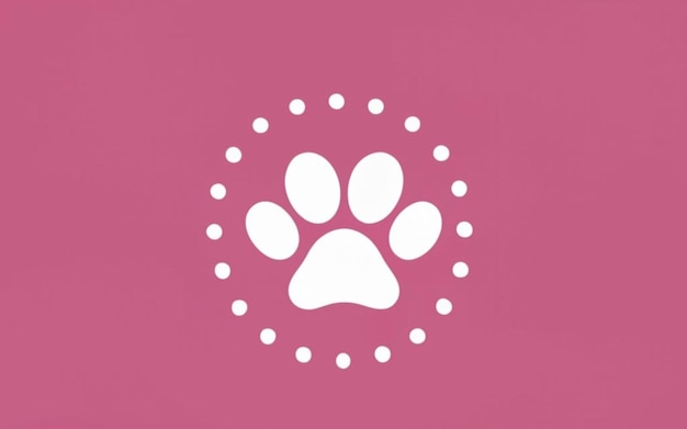 Impressão com padrão branco de pata de animal de estimação e fundo rosa