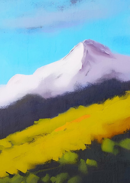 Impressão de arte de paisagem de montanha de pintura de natureza