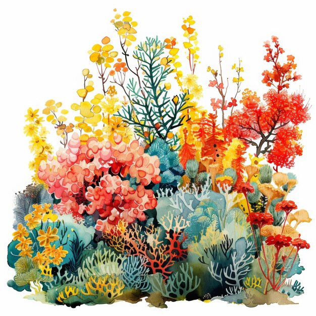Impressão de arte de recife de coral vibrante para decoração doméstica AI gerativa