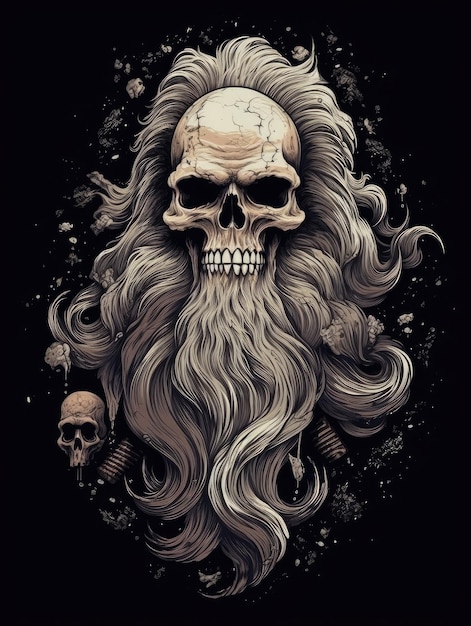 Impressão de ilustração SkullHorror para camisetas IA generativa