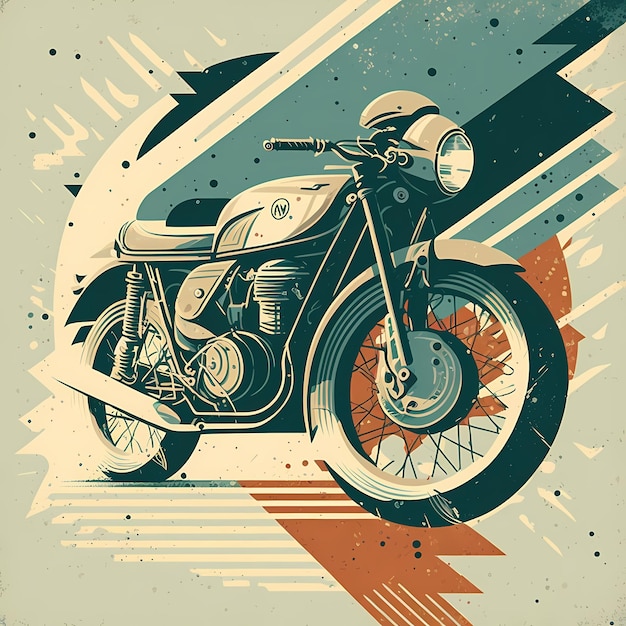 impressão de motocicleta vintage com motor retrô de motocicleta