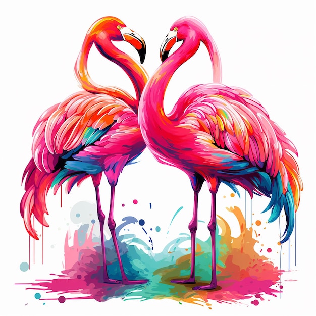 Impressão de pintura de flamingo